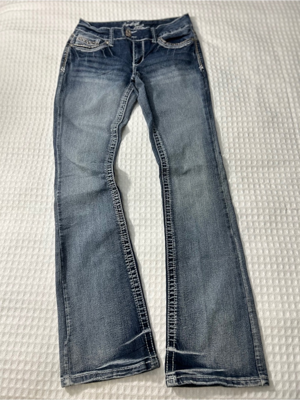 Amethyst Jeans Women's Faded Blue Flare Jeans